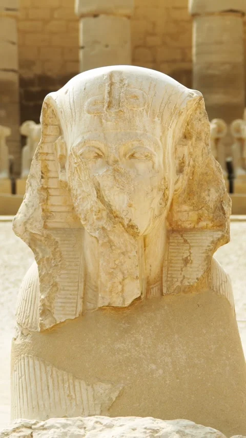 Stone statue of the Egyptian Pharaoh in the Karnak Temple in Luxor, Egypt. Stock Footage 334730356