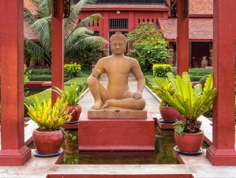 Stone statue of the Leper King - Phnom Penh Stock Photos