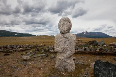 Stone statue in mongolia Stock Photos