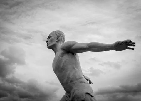 Stone Statue Runner Man Stock Photos