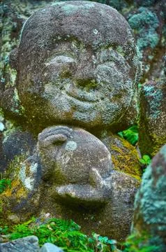 STONE STATUE - THE SMILEY FACE Stock Photos