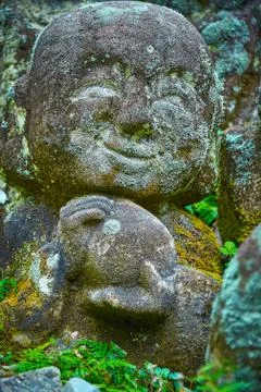 STONE STATUE - SMILEY FACE Stock Photos