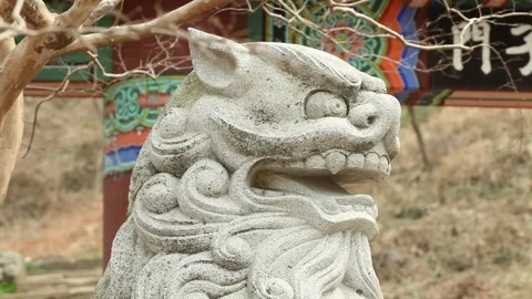 A stone statue in a temple Stock Footage 306034019
