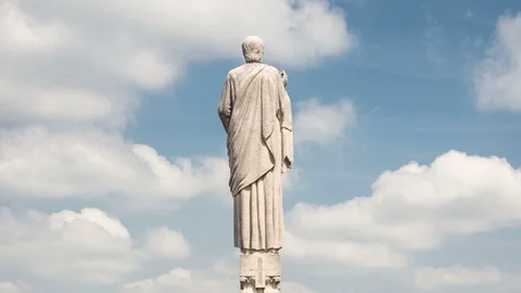 Stone Statue at the top of the Milan Cathedral (Duomo di Milano) Stock Footage 88310095