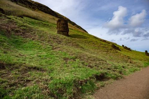 Stone statues Moai on Easter Island Rapa Nui Stock Photos
