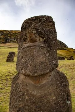 Stone statues Moai on Easter Island Rapa Nui Stock Photos