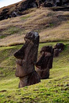 Stone statues Moai on Easter Island Rapa Nui Fotos Stock