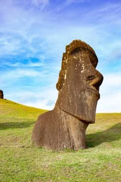 Stone statues Moai on Easter Island Rapa Nui Stock Photos
