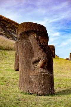 Stone statues Moai on Easter Island Rapa Nui Stock Photos