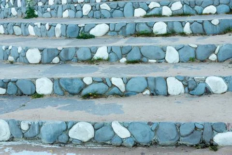 Stone steps with an abstract pattern of blue color Stock Photos