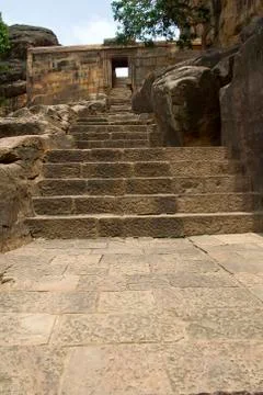 Stone Steps to Caves Stock Photos
