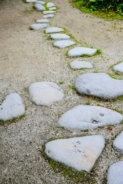 Stone steps in the garden Stock Photos