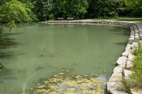 Stone steps by the lake Stock Photos