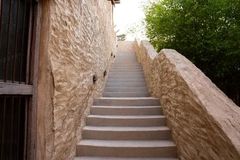 Stone Steps Leading Through Old Arabic Alley Stock Photos