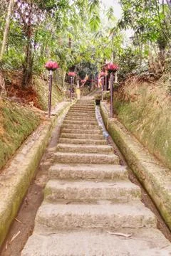 Stone steps leading upwards Stock Photos