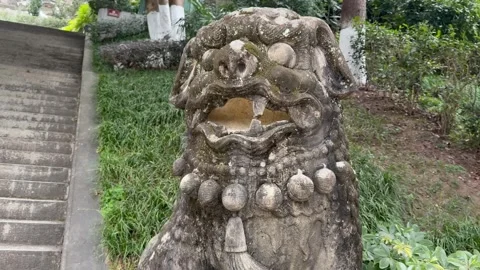 Stone Steps Stone Lion Statue 動画素材 337860996