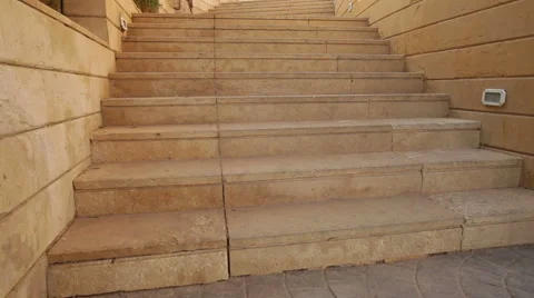 Stone steps on the territory of the hotel Stock Footage 45410905