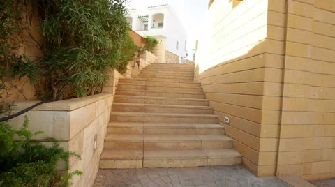 Stone steps on the territory of the hotel Stock Footage 45410907
