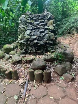 Stone Structure in the Forest Stock Photos