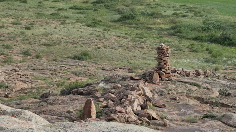 Stone structures of nomads. Stock Footage 327708620