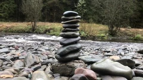 Stone Stupa by River – 30s Stock Footage 306952924