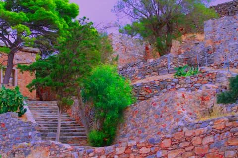 Stone style in architecture Stock Photos