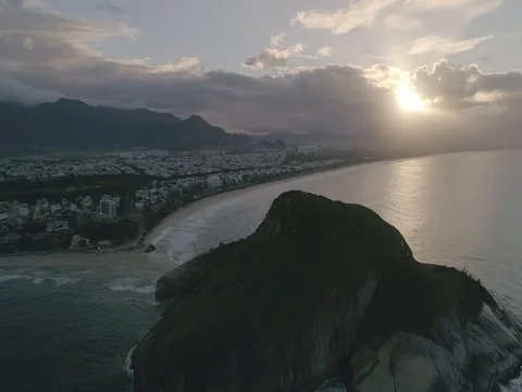Stone on the sunrise, clouds and mist Video stock 81075272
