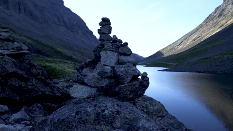 Stone symbols in the mountains Stock Footage 280872598