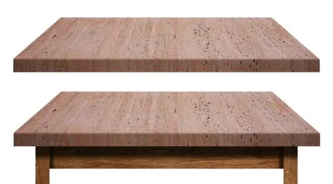 Stone table top and shelf on wooden base isolated 스톡 일러스트