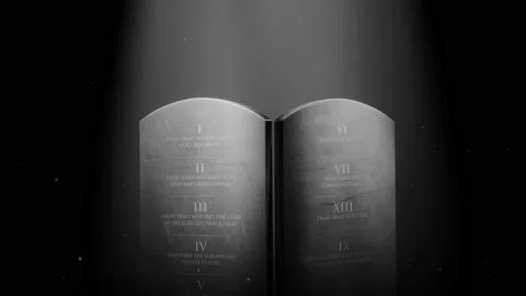 A Stone tablets of Ten Commandments under white light Stock Footage 155223606