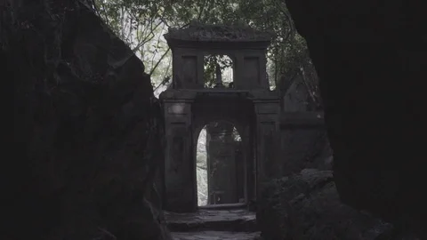 Stone temple gate on Marble Mountain, Vietnam Stock Footage 89825327