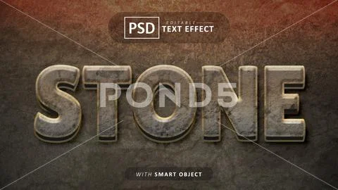 Stone text effect editable PSD Template