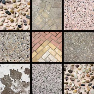 Stone texture background collage Stock Photos