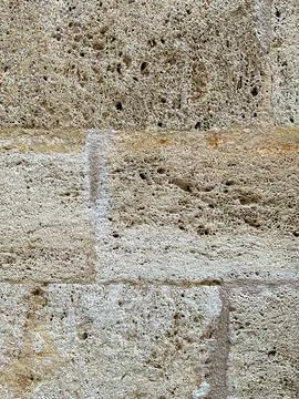 Stone texture. Close-up view of castle or fortress. Natural hard rock surface. Foto stock