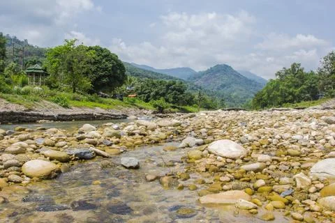 Stone texture of the river and mountain, Kiriwong Nakhonsrithamarat Thailand Stock Photos