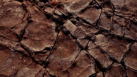 Stone texture with a rough surface with cracks and faults in warm color Stock Photos