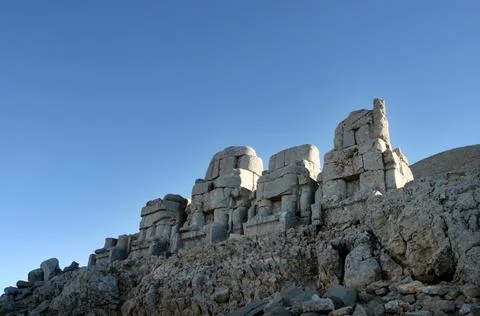 Stone Thrones in Mount Nemrut Stock Photos