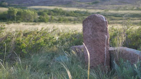 Stone tombstone of nomadic tribes. Video stock 327708678