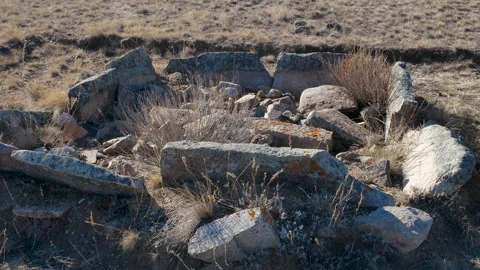 Stone tombstone of nomadic tribes. Stock Footage 327712235