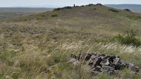 Stone tombstone of nomadic tribes. Stock Footage 327712478