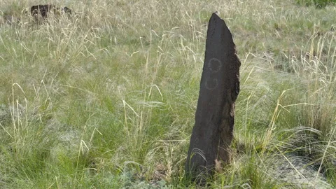 Stone tombstone of nomadic tribes. Stock Footage 327712764