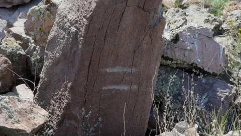 Stone tombstone of nomadic tribes. Video stock 327716159