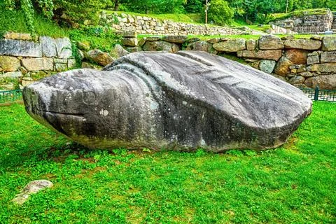 Stone tortoise or turtle monument in Korea Stock Photos
