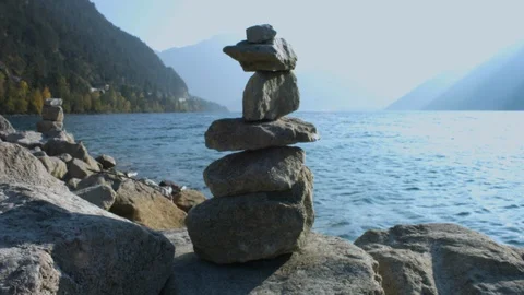 Stone Tower In Front Of Austrian Lake Achen / The Beauty Of Austria In 4K Stock Footage 108843757