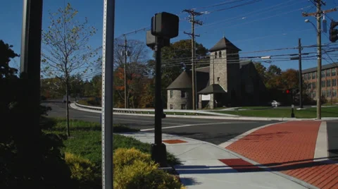 Stone tower in an intersection (2 of 5) Stock Footage 33305534