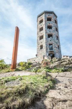 Stone tower in park Stock Photos