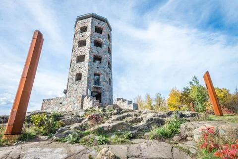 Stone tower in park Stock Photos