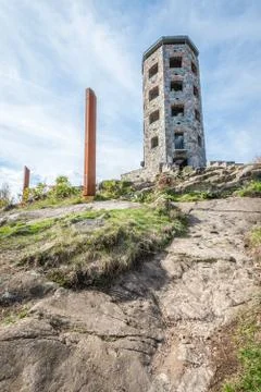 Stone tower in park Stock Photos