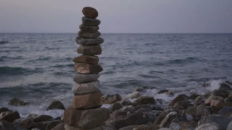 Stone tower by the sea Stock Footage 67675997