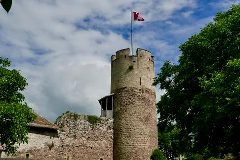 Stone tower at Vevey Stock Photos